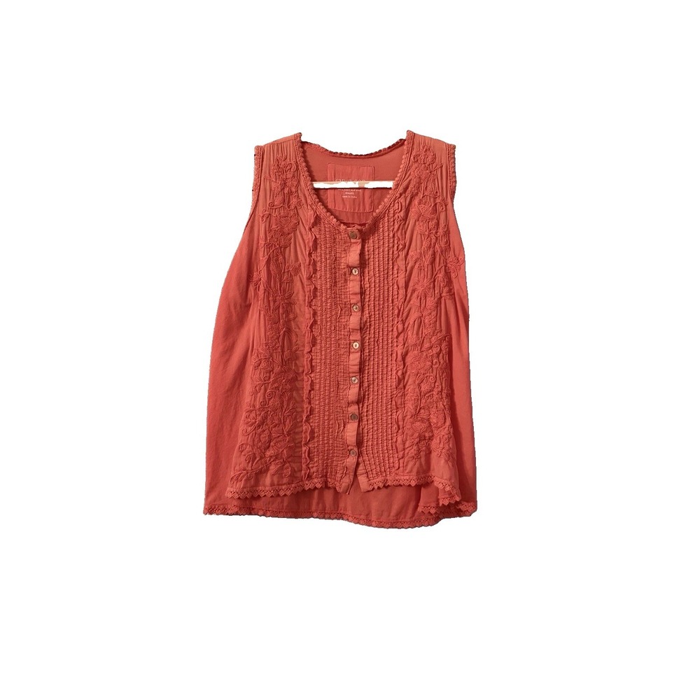 Karyn Seo Caite Enola Tank Top Size S Floral Embroidered Oversized Swing Coastal